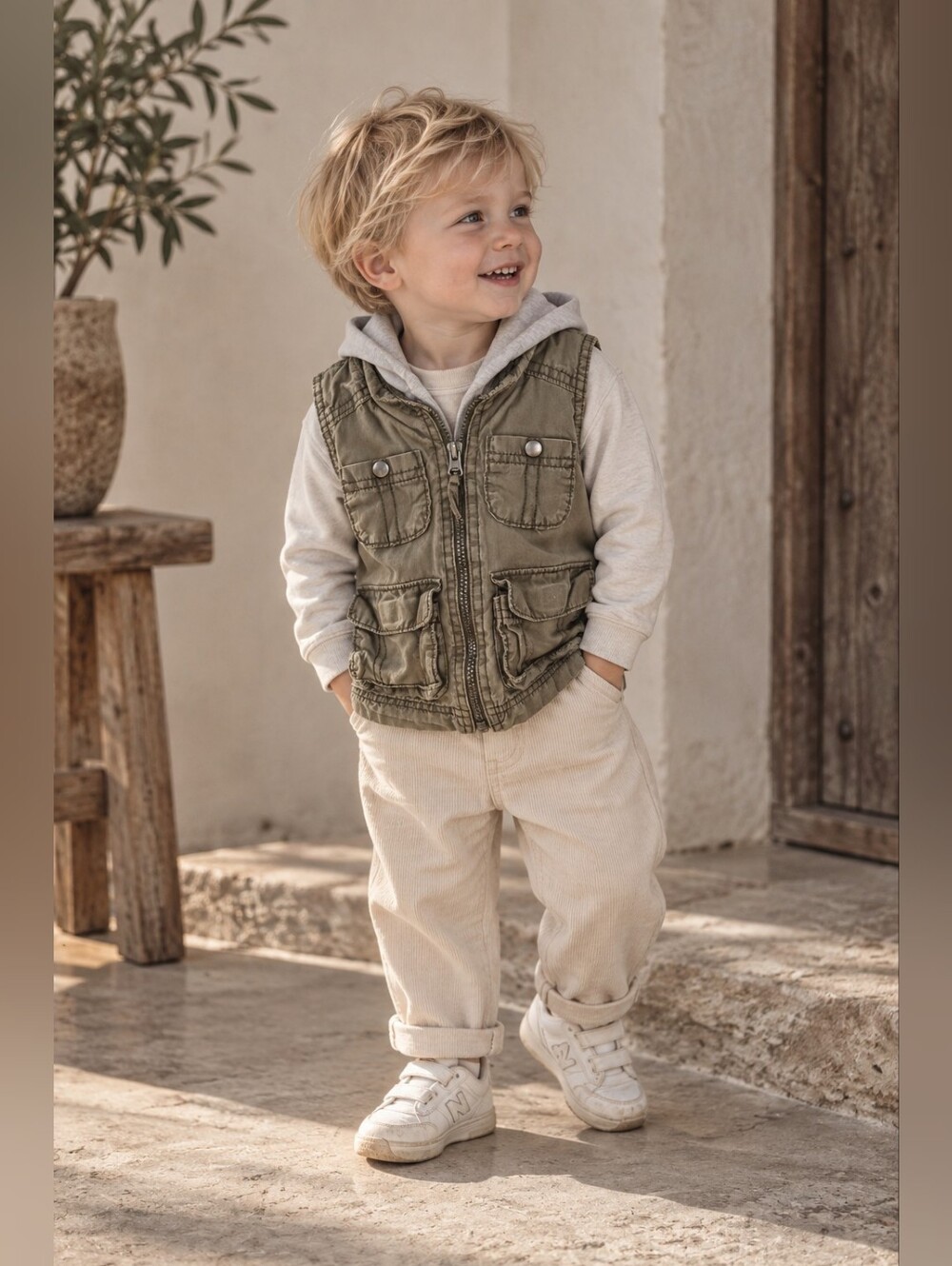 Baby Gap 18-24M Olive Utility Cargo Hooded Vest Military Gorpcore